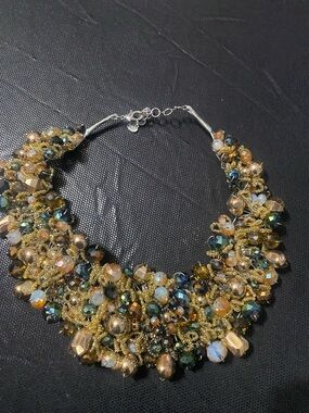 Gold Multi-Bead Statement Necklace by
